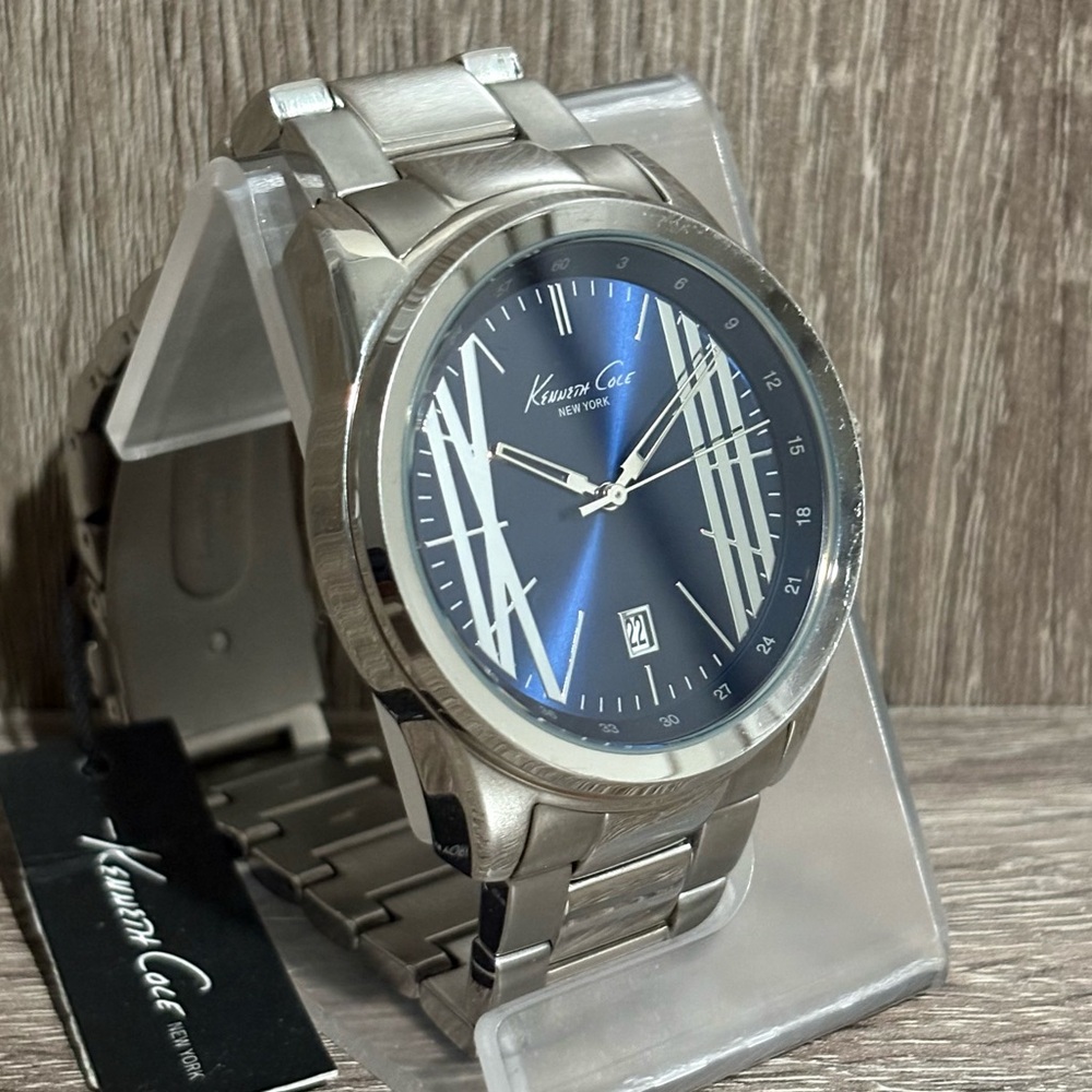 Blue Kenneth Cole Stainless Steel Men’s Watch With New Battery